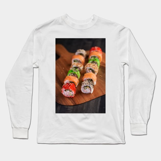 Variety of sushi freshly prepared Long Sleeve T-Shirt by naturalis